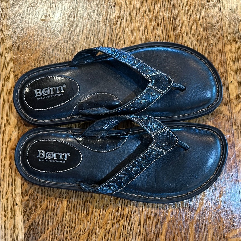 Born Black Leather Sandals